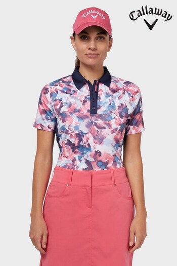 Callaway Apparel Ladies Pink Short Sleeve Floral Polo Shirt (810336) | £45