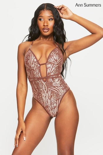 Ann Summers Sultry Heat Sequin Soft Brown Swimsuit (810372) | £40