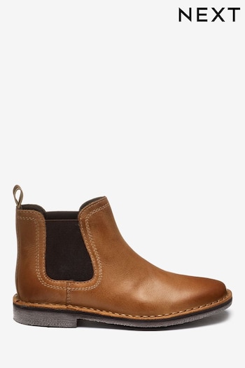 Tan Brown            Leather Chelsea Boots 10k (810673) | £32 - £39