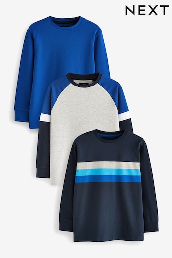 Blue/Grey Marl Long Sleeve Colourblock T-Shirts Infant 3 Pack (3-16yrs) (810893) | £25 - £36