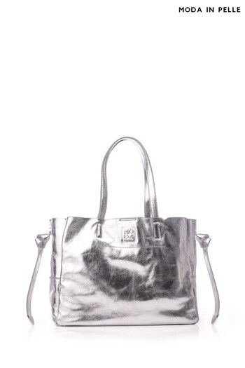 Moda in Pelle Silver Large Leather Tote (811138) | £139