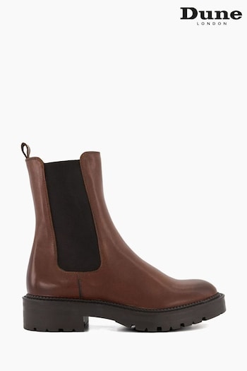 Dune London Picture Cleated Chelsea Brown Boots (811240) | £160