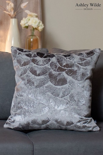 Ashley Wilde Flint/Steel Grey Jaden Velvet Feather Filled Cushion (811300) | £41