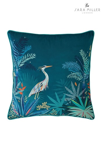 Sara Miller Teal Blue Heron Cushion (811309) | £55