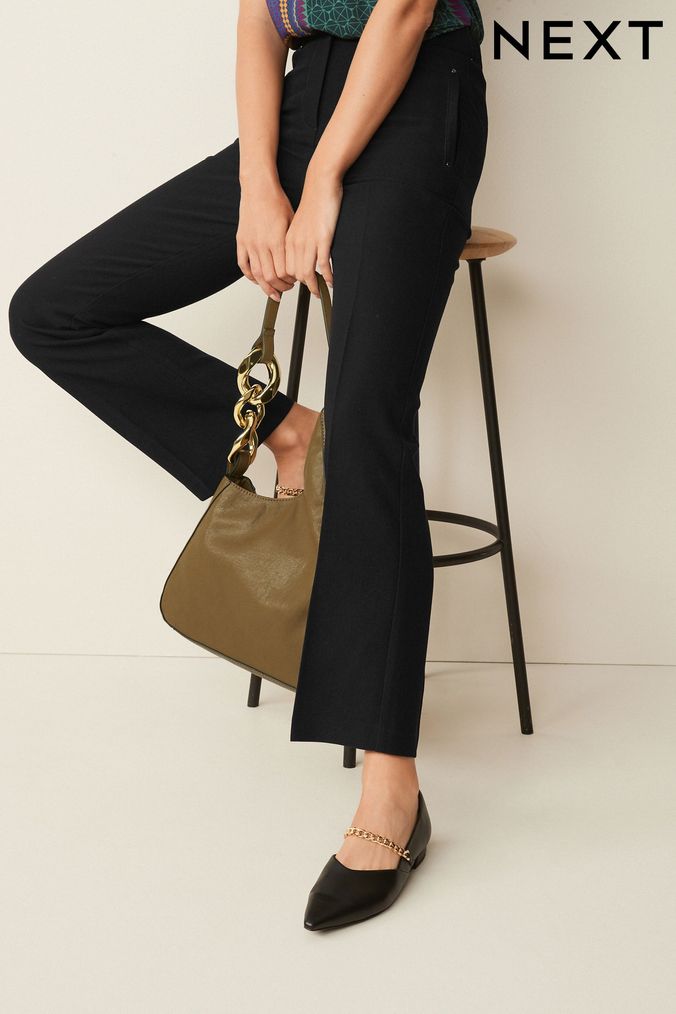 Black Tailored Elasticated Back Boot Cut Trousers (811352) | £26