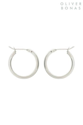 Oliver Bonas Sterling Silver Elm Round Hoop Earrings (811581) | £26