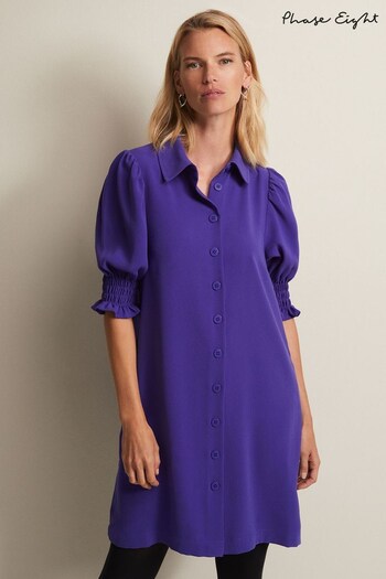 Phase Eight Purple Candice Button Mini Dress (811730) | £89