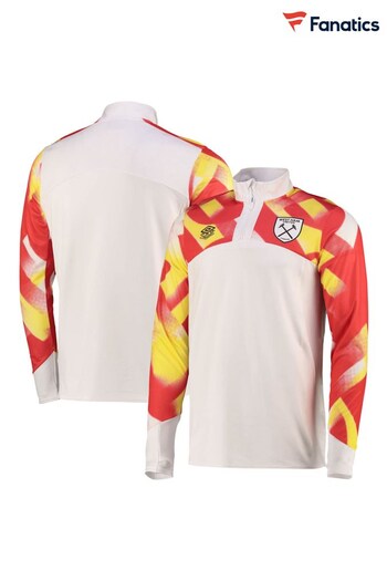 Fanatics West Ham United tumblr Warm Up Half Zip White Sweatshirt (811952) | £65