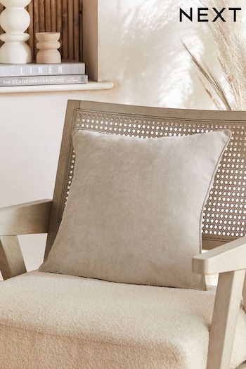 Stone Soft Velour Small Square Cushion (812297) | £8