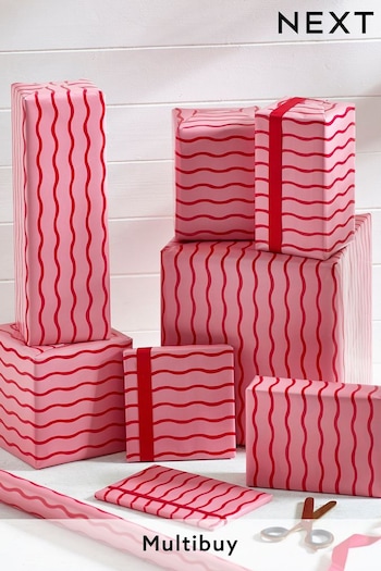 Pink Wavy Striped 10 Metre Wrapping Paper (812362) | £5.50
