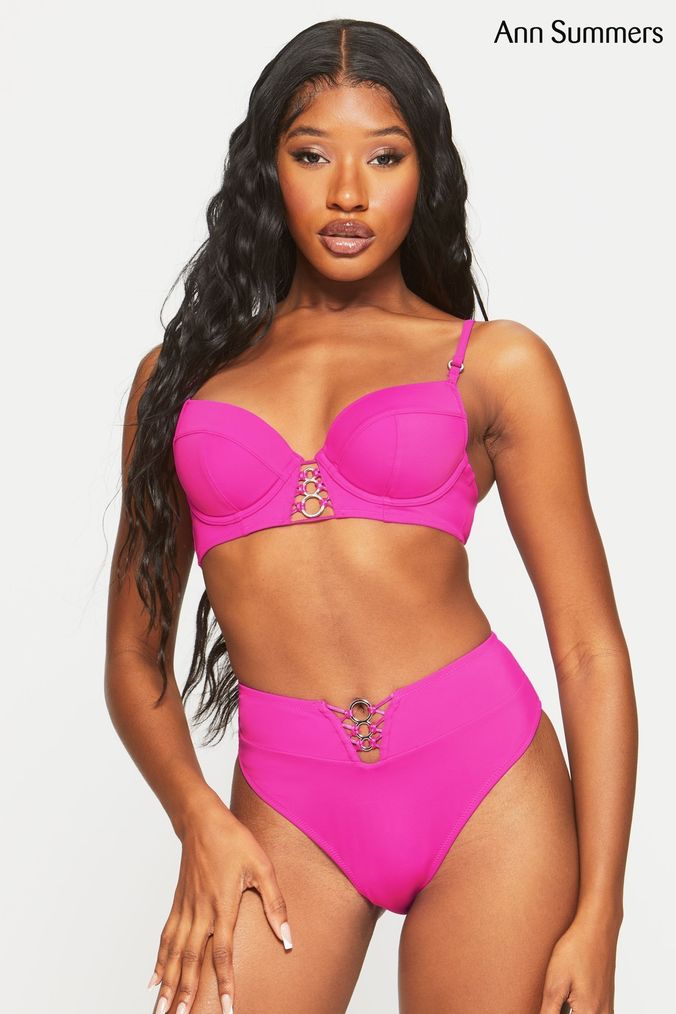 Buy Women s Pink High Waisted Brief Swimwear Online Next UK