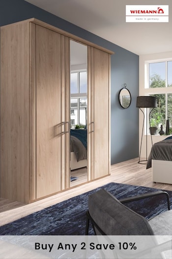 Wiemann Holm Oak Torquay 1.5m Wood and Mirror 3 Door Hinged Semi-fitted Wardrobe (812390) | £1,090