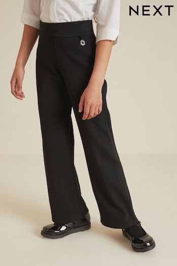 Black Cotton Rich Jersey Stretch Pull-On Boot Cut Trousers (3-16yrs) (812488) | £11 - £17