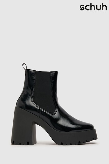 Schuh Anna Patent Black Platform Chelsea Boots (812582) | £55