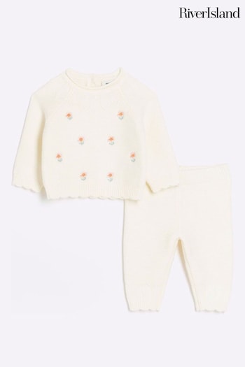 River Island Cream Baby Girls Ecru Floral Embroidery Set (813089) | £25