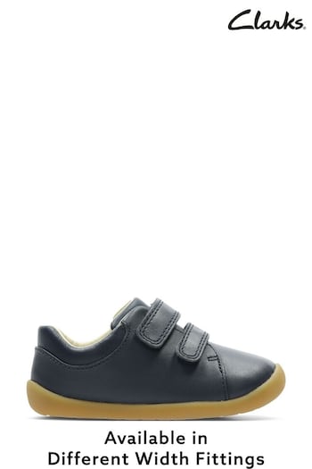 Clarks Navy Blue Multi Fit First Walkers Leather Roamer Craft Shoes around (813197) | £28