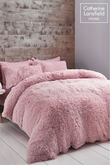 Catherine Lansfield Pink So Soft Cuddly Deep Pile Duvet Cover and Pillowcase Set (813690) | £30 - £55