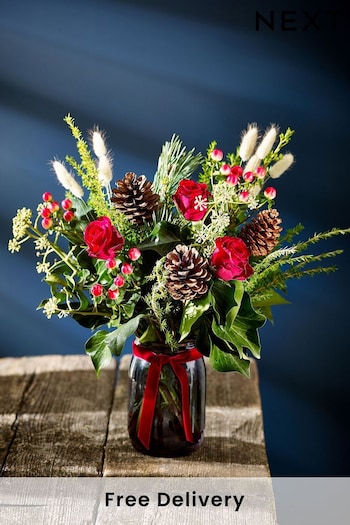 Red Fresh Flower Bouquet in Vase (813768) | £35