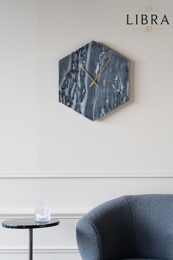 Libra Grey Hexagon Marble Wall Clock (814642) | £99.50