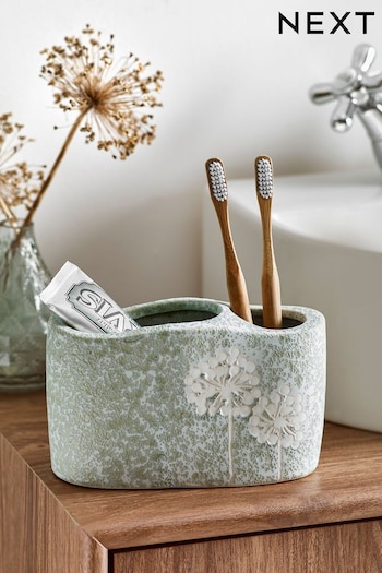 Green Sage Floral Toothbrush Tidy (814732) | £14