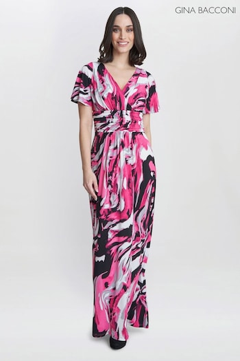 Gina arancione Bacconi Pink Fifi Jersey Maxi Dress (815050) | £130