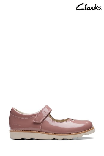 Clarks Pink Pink Patent Crown Jane Kids Shoes (815094) | £40 - £42