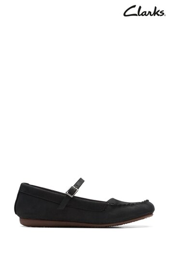 Clarks Black Nubuck Freckle Bar Shoes (815136) | £60