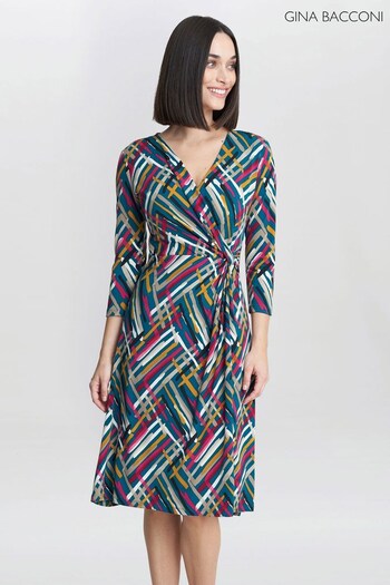 Gina Bacconi Blue Blair Jersey Wrap Dress (815208) | £130