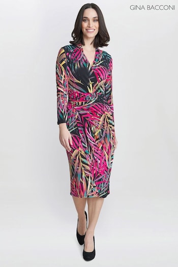 Gina Bacconi Keira Jersey Wrap Black Dress (815307) | £130