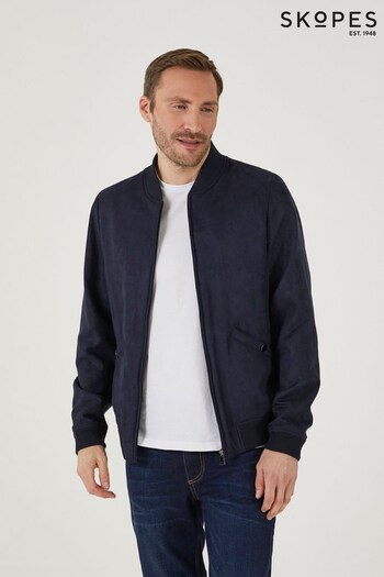 Skopes Mottram Blue Showerproof Faux-Suede Bomber Jacket (815308) | £125