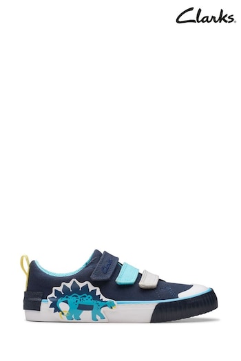 Clarks Blue Combi Foxing Tail Kids Canvas rosso Shoes (815829) | £30 - £32