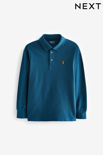 Teal Blue Long Sleeve Polo Shirt (3-16yrs) (815869) | £8 - £13