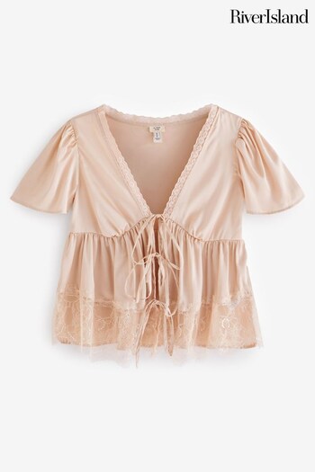 River Island Brown Lingerie Lace Top (816116) | £35