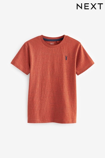 Orange Textured Stag Embroidered Short Sleeve T-Shirt (3-16yrs) (816266) | £5 - £10