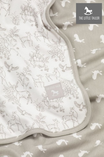 The Little Tailor White Baby Soft Jersey Easter Bunny Print Blanket (816661) | £17