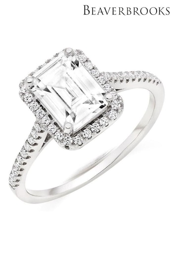 Beaverbrooks Sterling Silver Cubic Zirconia Halo Ring (816919) | £69