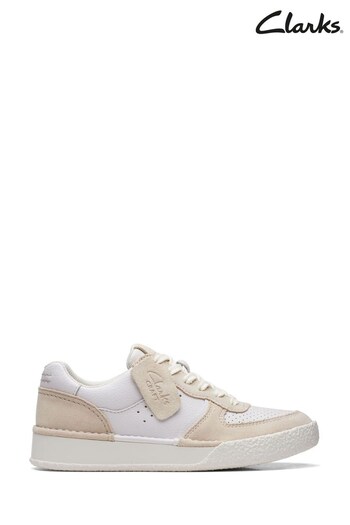 Clarks White Combi CraftCup Court Shoes (817060) | £45