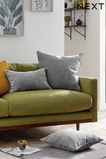Mid Grey Soft Velour Small Square Cushion (817101) | £8