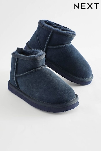 Navy Blue Short Warm Lined Suede Slipper Boots Many (817436) | £17 - £21