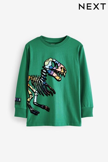 Green Rainbow Dinosaur Skeleton Long Sleeve Graphic T-Shirt (3-14yrs) (817461) | £9 - £14