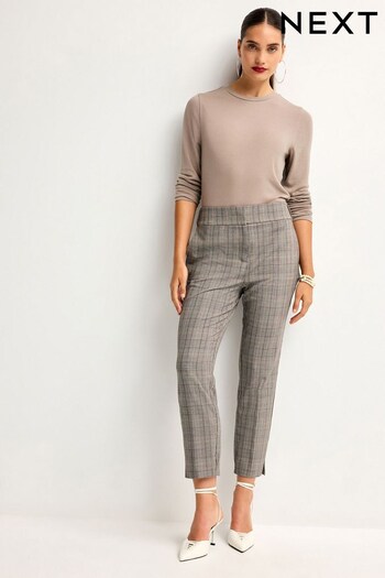 Brown Check Shapewear Slim Feminino Trousers (817516) | £32