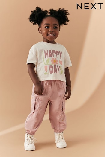 Pink Cargo Trousers Konrain and T-Shirt Set (3mths-7yrs) (818080) | £20 - £24
