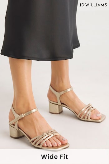 JD Williams Gold Strappy Sandals With Flexi Sole In Wide Fit (818263) | £30