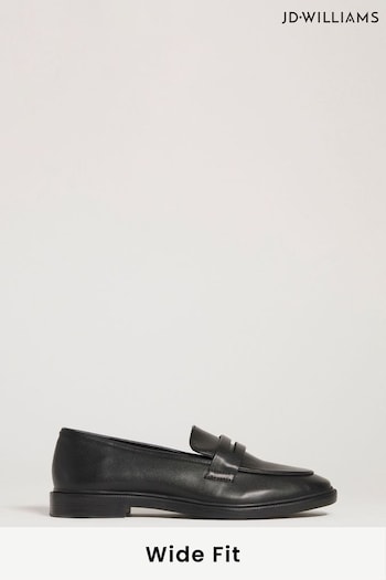 JD Williams Classic Penny Black Loafers In Wide Fit (818527) | £28