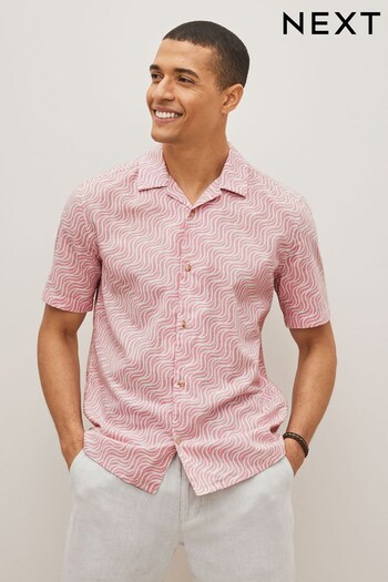 Pink/White Hawaiian Printed Short Sleeve Shirt (818596) | £30