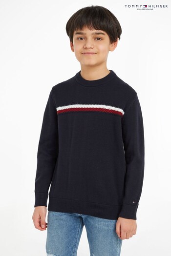 Tommy Hilfiger Kids Blue Global Stripe Sweater (818817) | £55 - £65