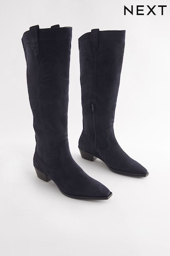 Navy Forever Comfort® Stitched Detail Western Boots (819567) | £90