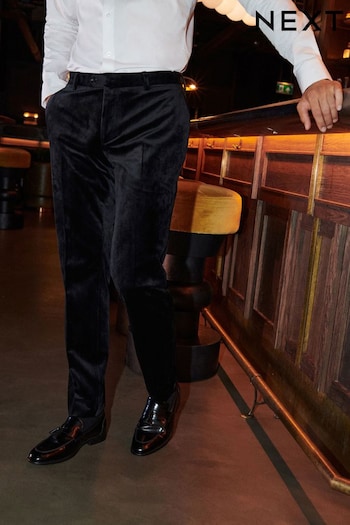 Black Slim Fit Velvet Suit Trousers (819697) | £40