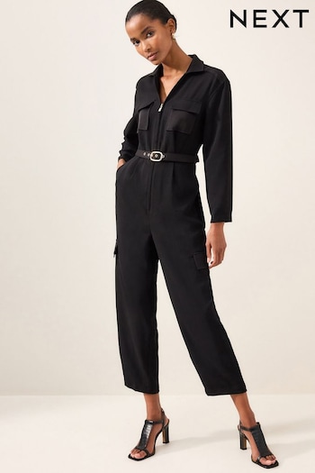 Black Long Sleeve Utility Jumpsuit (819818) | £72
