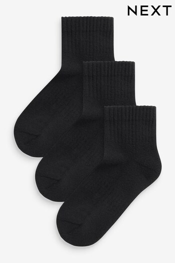 Black Cushioned Mid Height Socks 3 Pack (819944) | £6 - £8